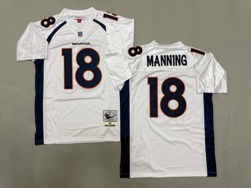 Men 2025 Denver Broncos #18 Manning white Throwback Limited NFL Jersey style 001->denver broncos->NFL Jersey